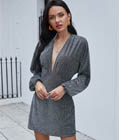 Metallic Stretch Yarn Dress Silver