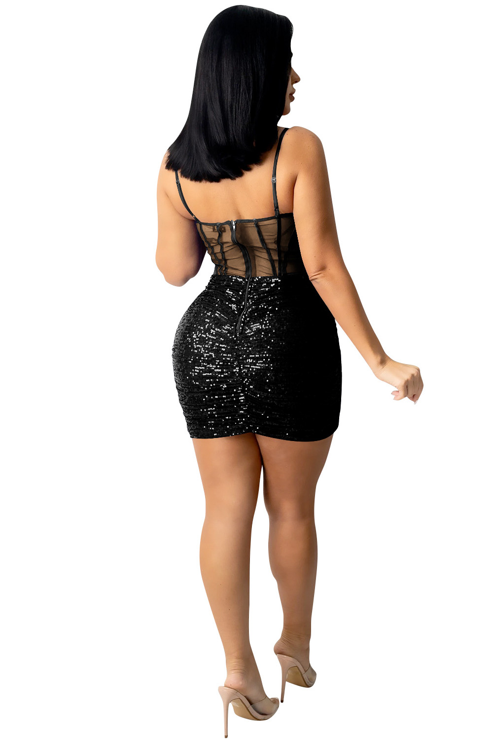 Striking Sequin Party Dress Black