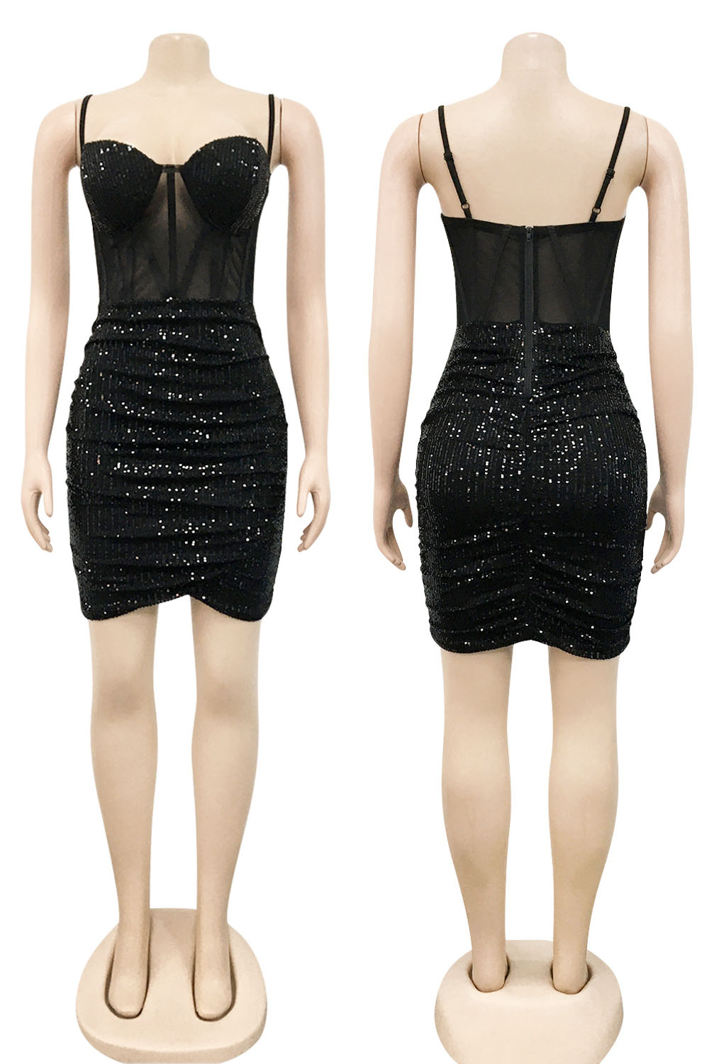 Striking Sequin Party Dress Black