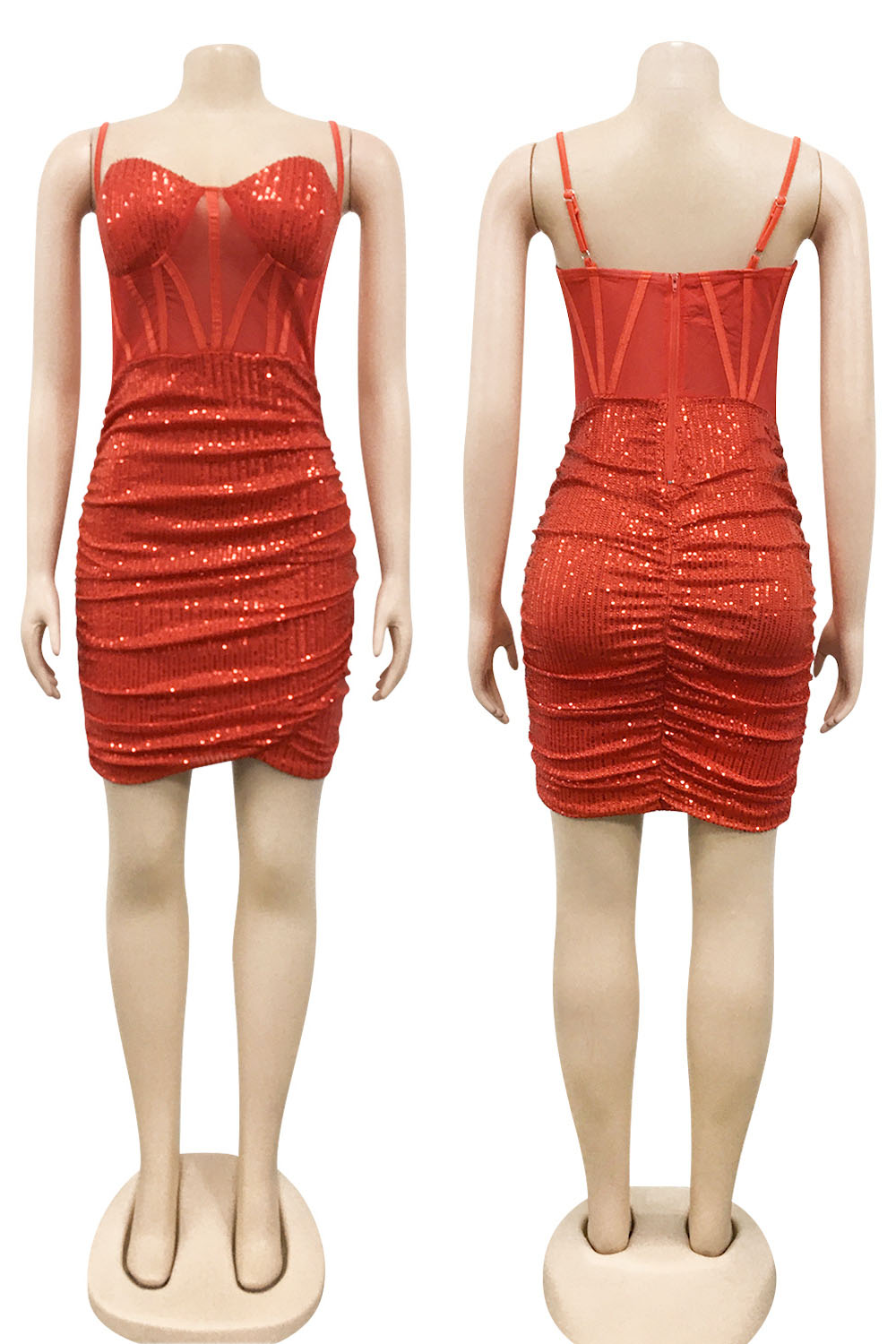 Striking Sequin Party Dress Red