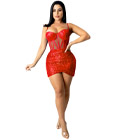 Striking Sequin Party Dress Red