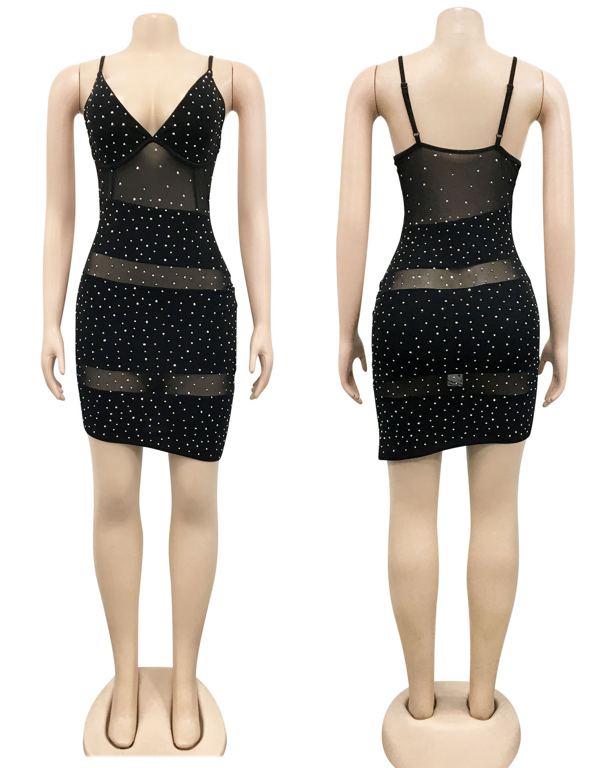 Flash Rhinestone Dress Black