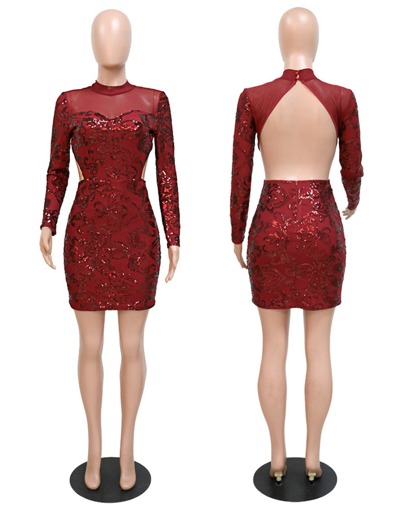 Cutie Sequins Dress Red