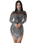 Rhinestone Translucence Mesh Mini Dress