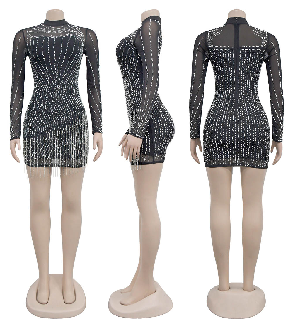 Pearl Rhinestone Mini Dress