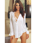 Chiffon Shirt Robe White