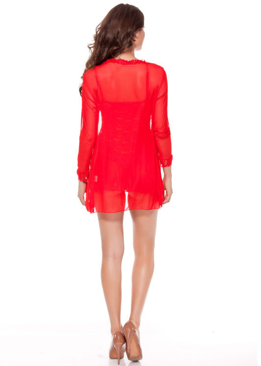 Lace Chemise and Robe Red