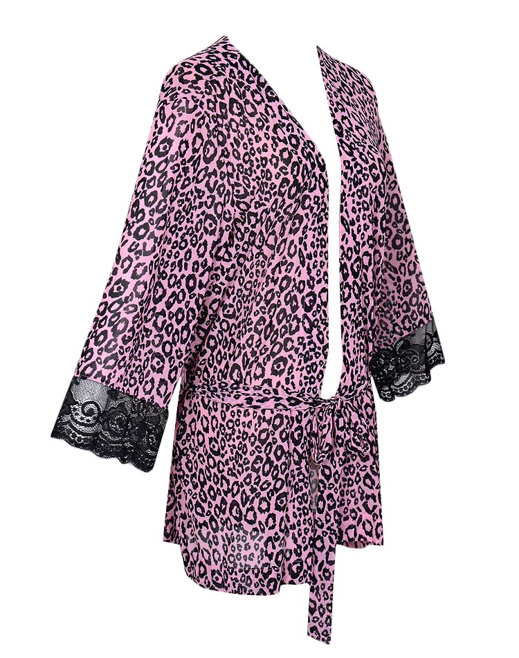 pink leopard print robe