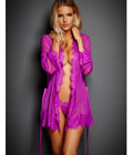 Lace Trim Sheer Robe Purple