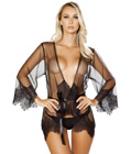 Sheer Robe with Eyelash Detail Black