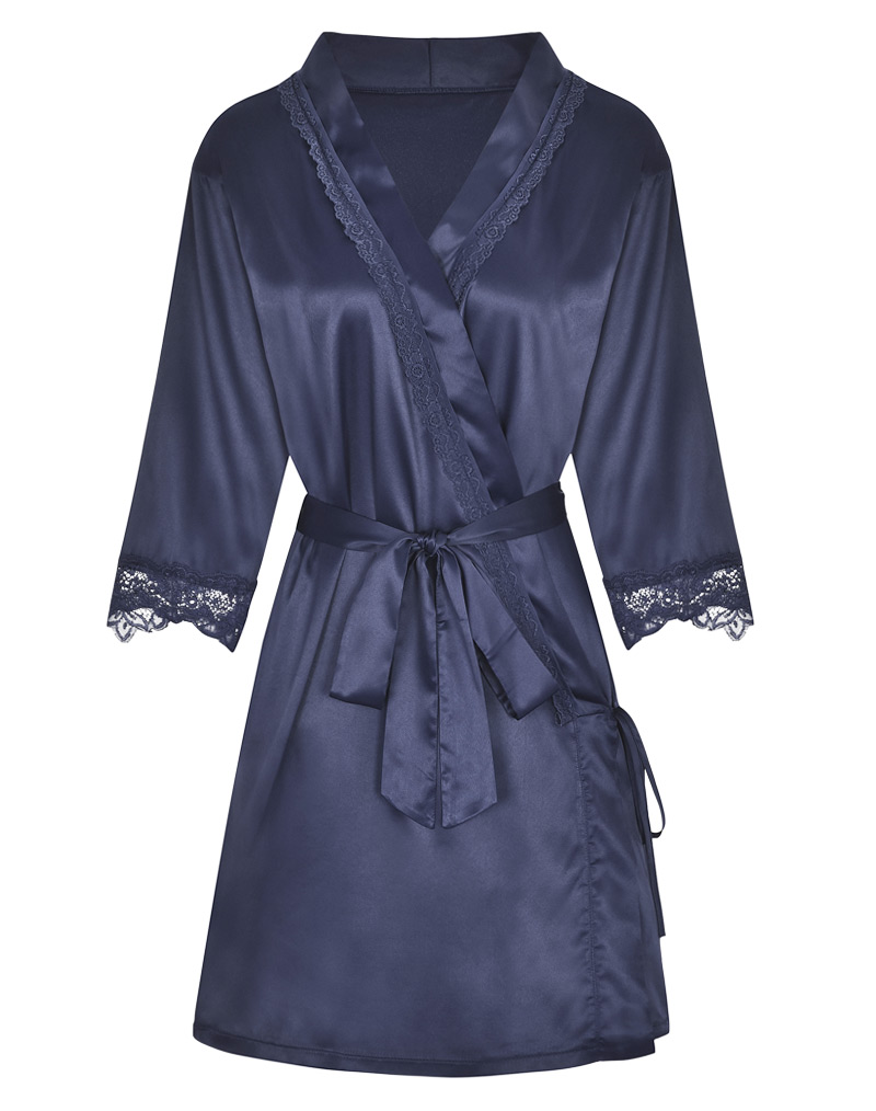 Classic Satin Robe Blue