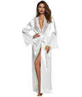 Satin & Lace Long Robe White