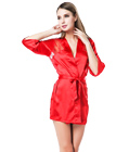 Lace & Satin Robe Red