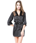 Lace & Satin Robe Black