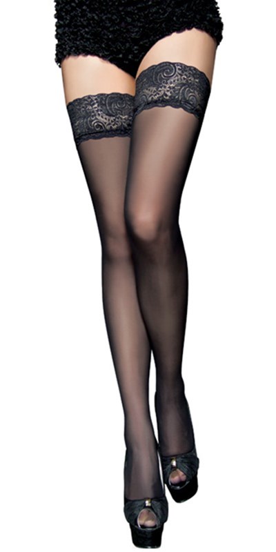 Sheer Thigh Highs Black