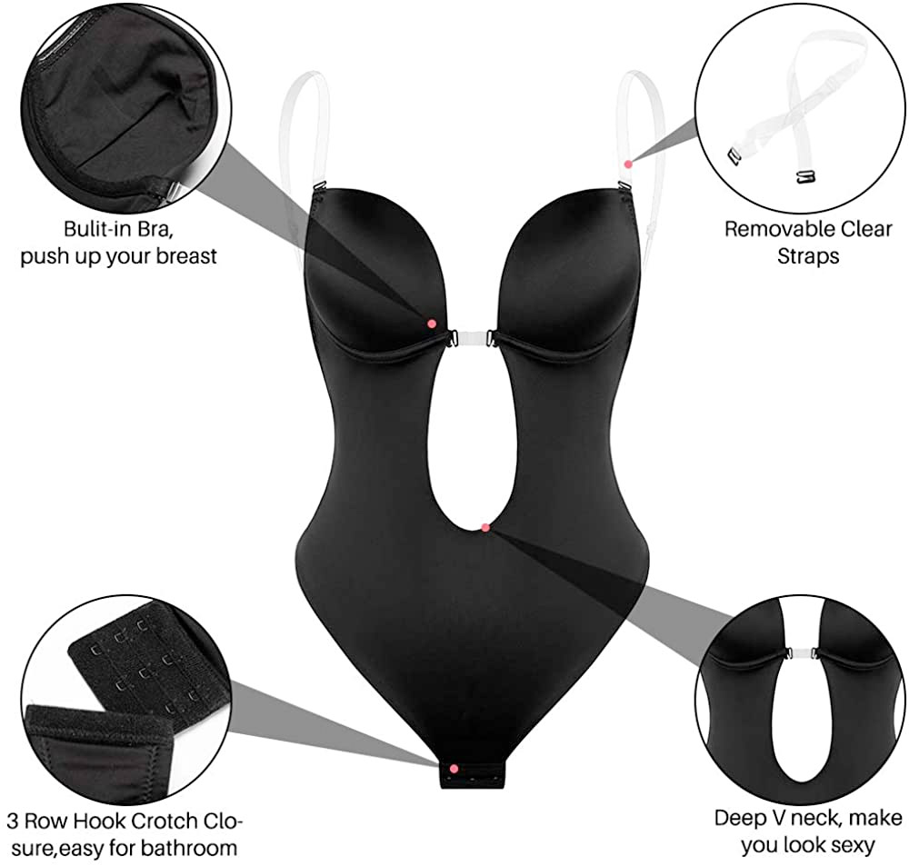 Plunge Backless Bodyshaper Black