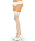 Sheer Thigh Highs with Butterflies White