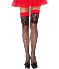 Industrial Net Thigh Highs with Lace Weave