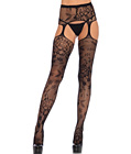 Net and Lace Suspender Pantyhose