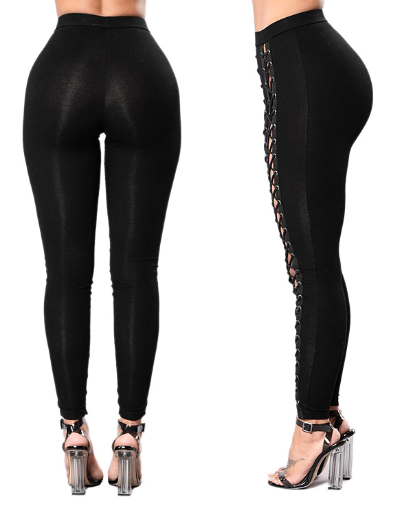 High-rise Lace-up Front Bodycon Leggings