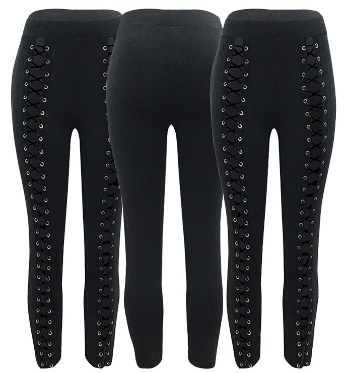 High-rise Lace-up Front Bodycon Leggings