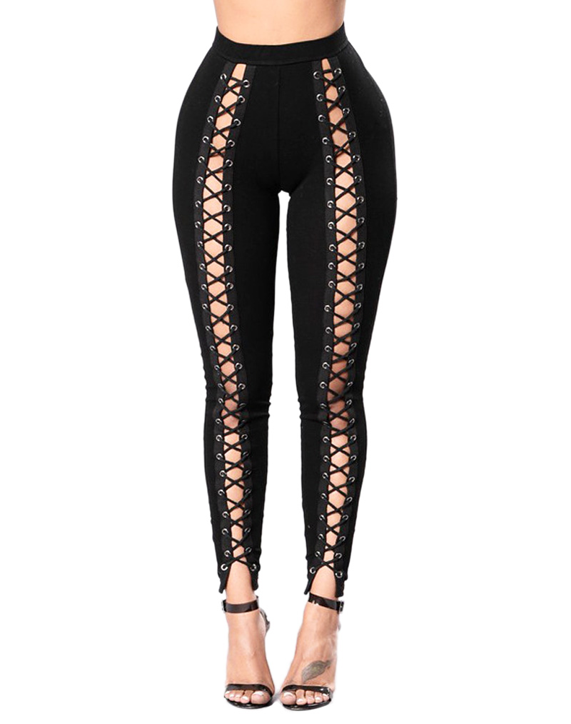 High-rise Lace-up Front Bodycon Leggings