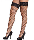 Fence Net Lace Top Stocking Black