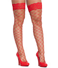Fence Net Lace Top Stocking Red