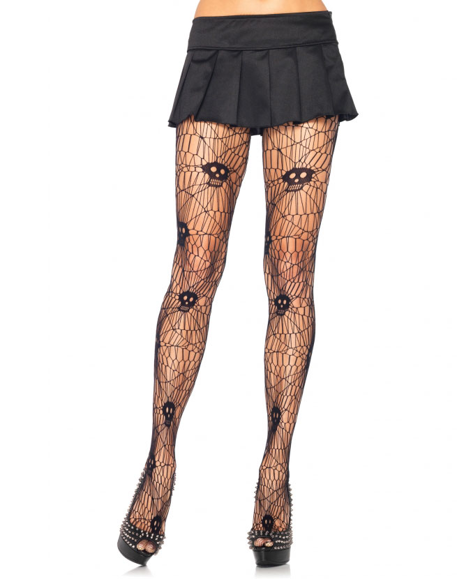 Skull Spider Net Web Tights