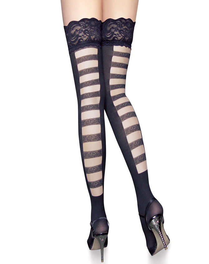 Lace Splicing Stripe Tights