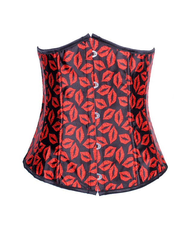 Red Lips Printed UnderBust Corset