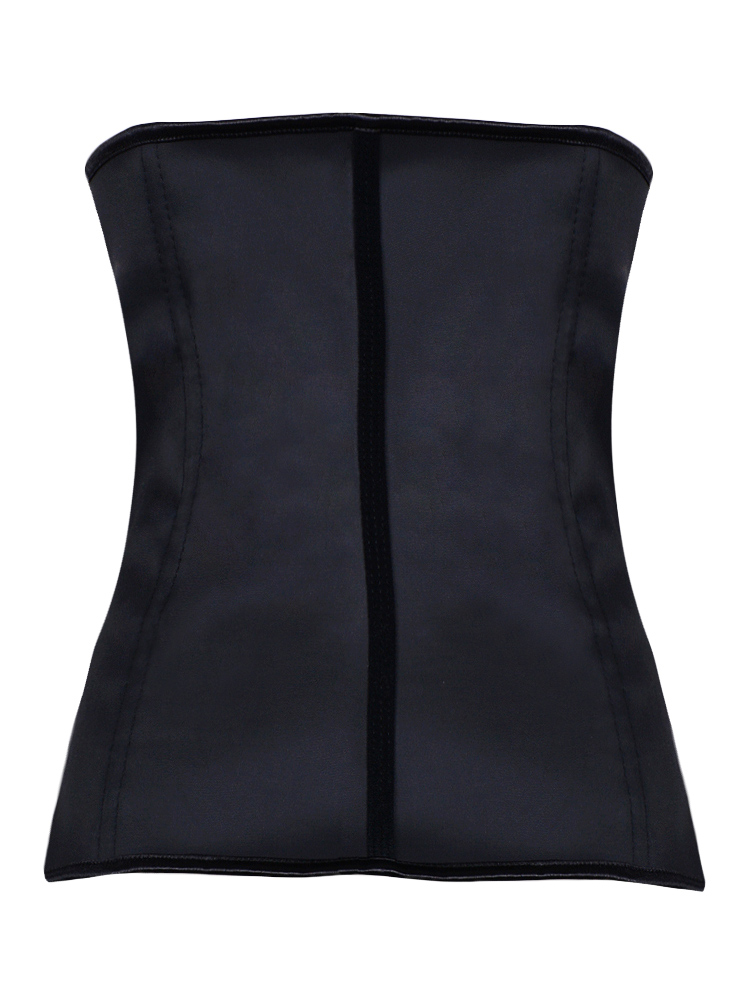 Latex Rubber Steel Boned Underbust Corset Black