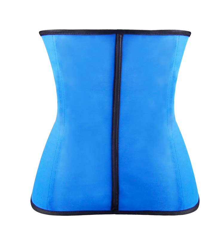 Latex Rubber Steel Boned Underbust Corset Blue