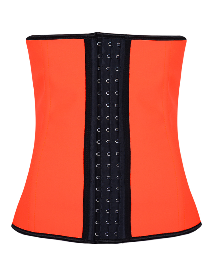 Latex Rubber Steel Boned Corset Orange