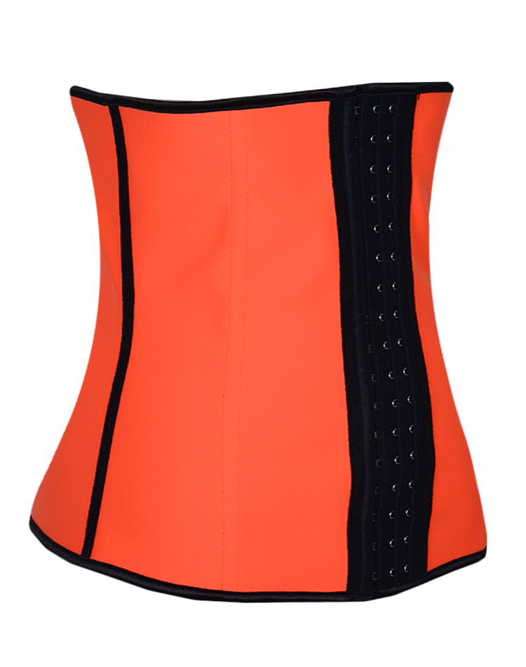 Latex Rubber Steel Boned Corset Orange