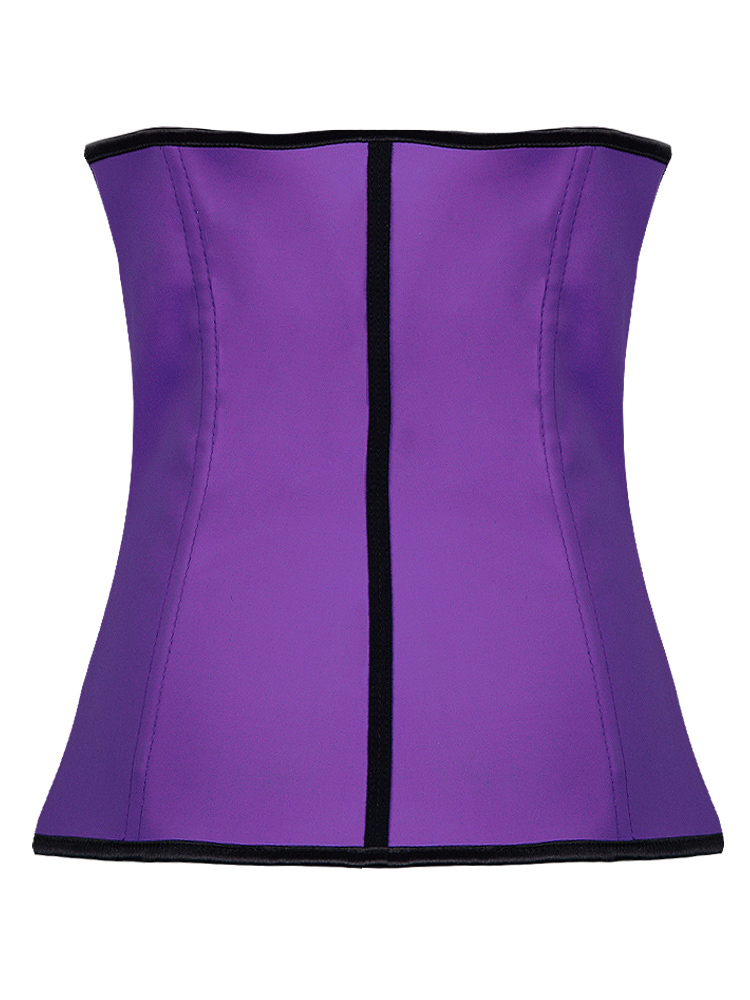 Latex Rubber Steel Boned Underbust Corset Purple