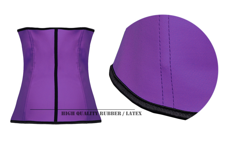 Latex Rubber Steel Boned Underbust Corset Purple