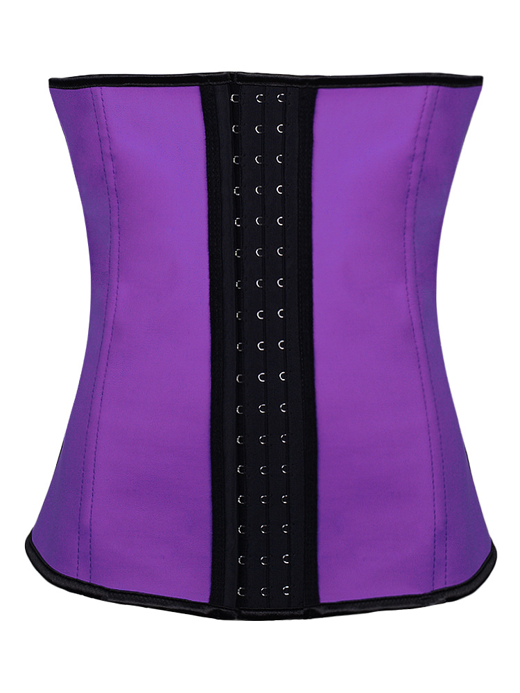 Latex Rubber Steel Boned Underbust Corset Purple