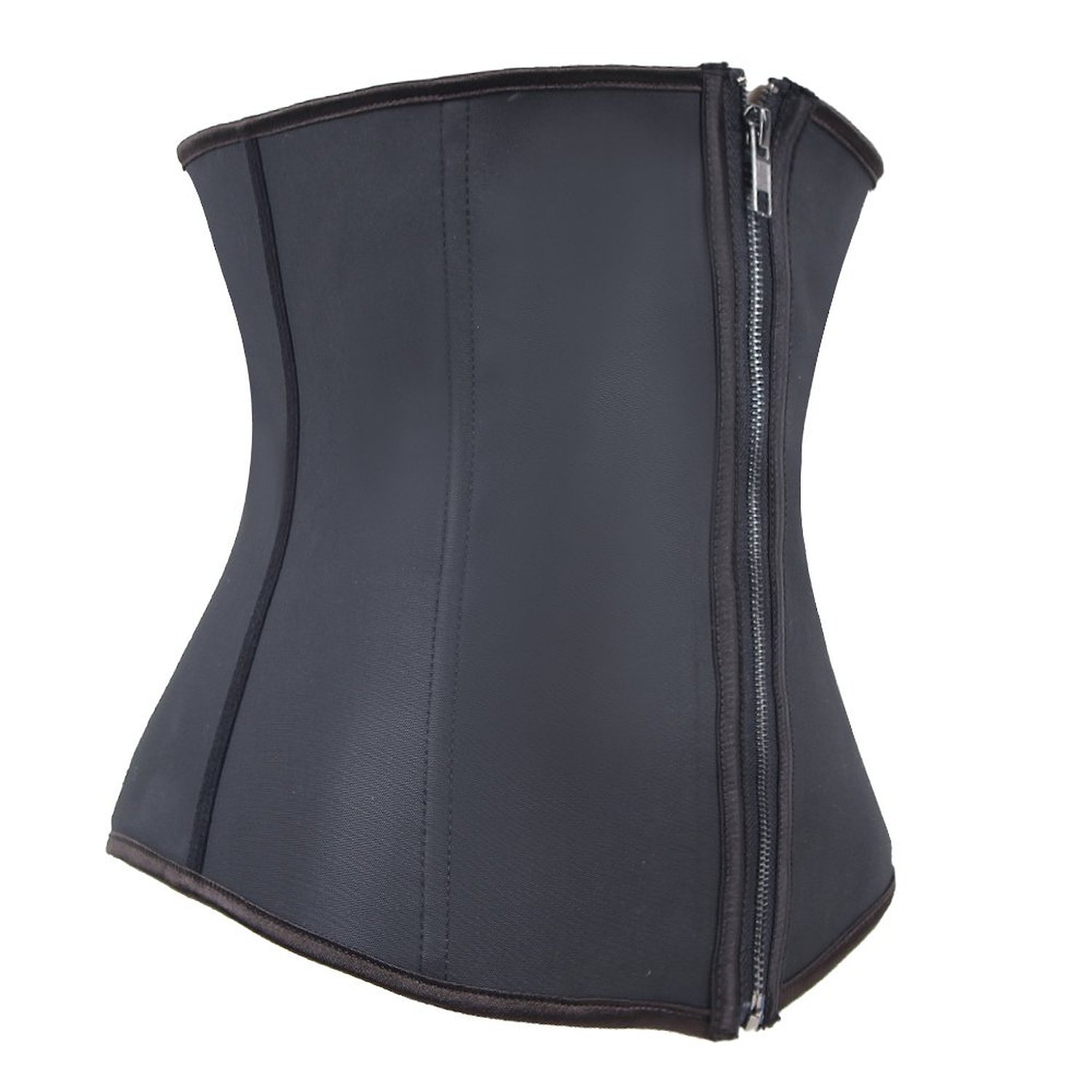 Latex Rubber Steel Boned Underbust Zipper Corset