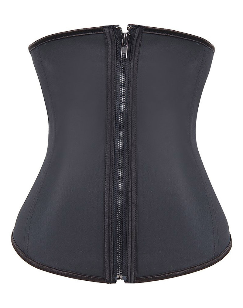 Latex Rubber Steel Boned Underbust Zipper Corset