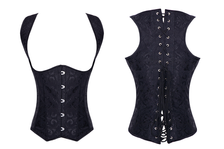 Black Brocade Underbust Vest Corset