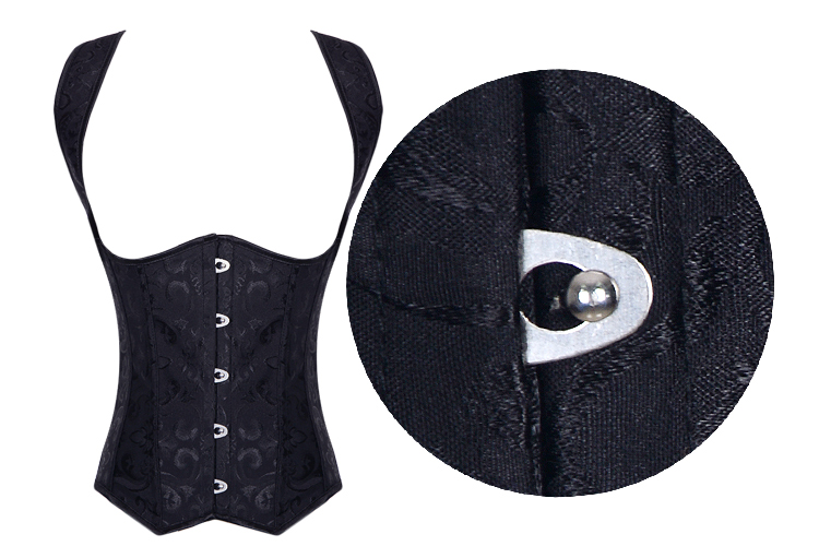 Black Brocade Underbust Vest Corset