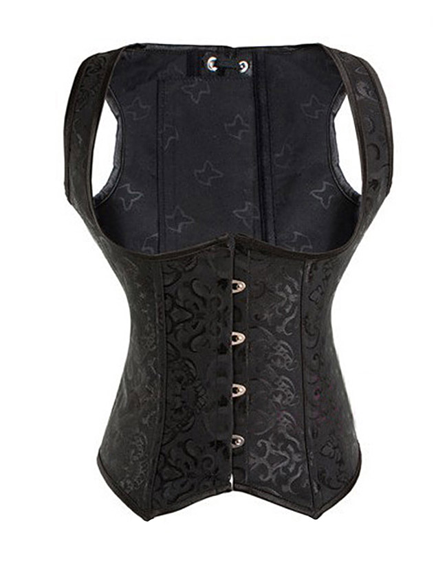 Black Brocade Underbust Vest Corset