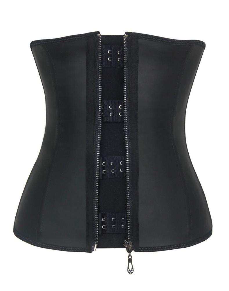 Hooks and Zipper Latex Waist Trainer Corset