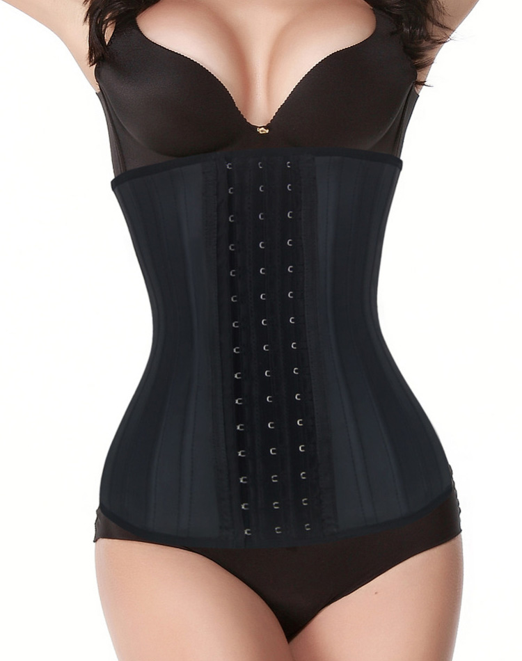 25 Steel Bones Latex Waist Cincher Black