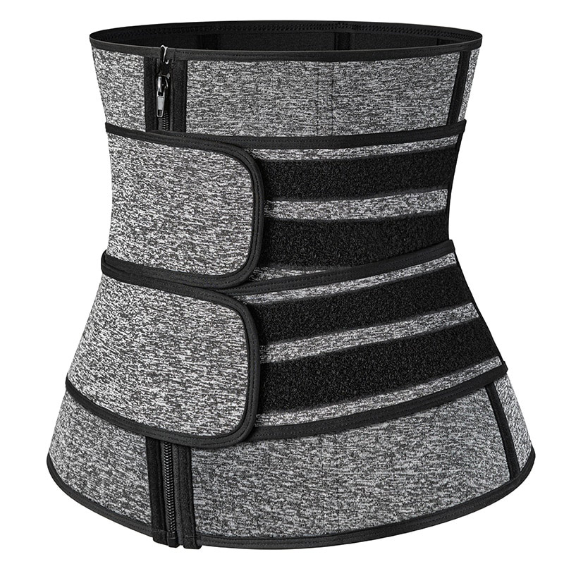 Steel Boned Waist Trainer Zipper Front Grey