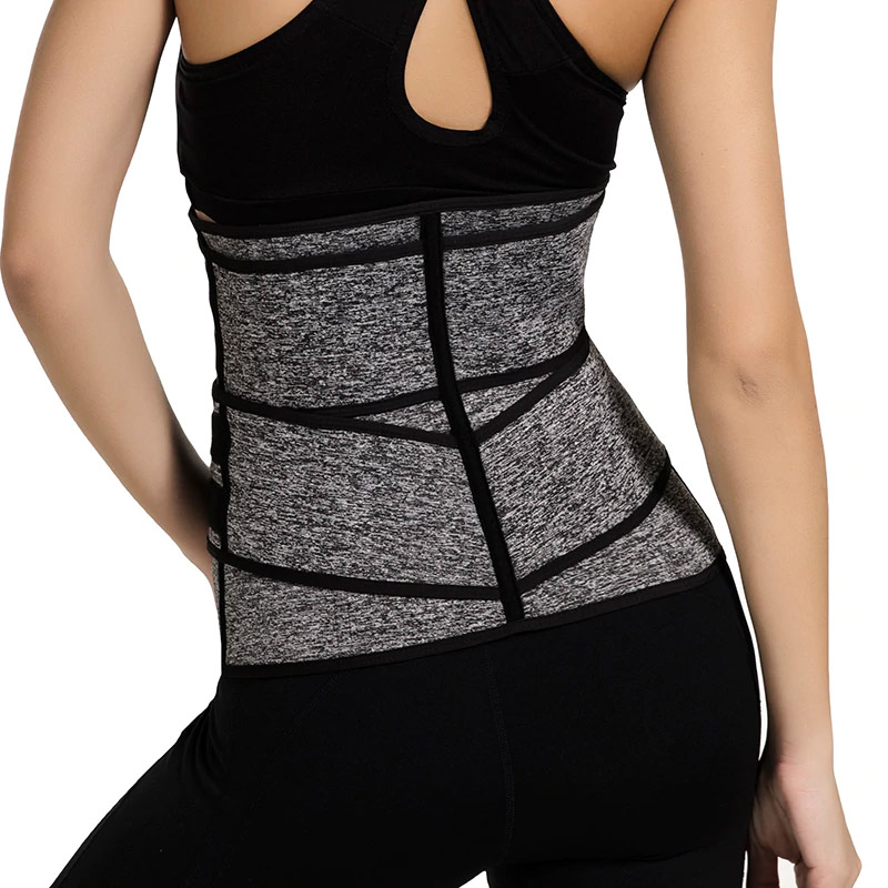 Steel Boned Waist Trainer Zipper Front Grey