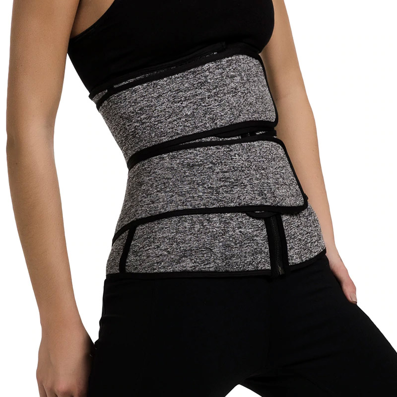 Steel Boned Waist Trainer Zipper Front Grey