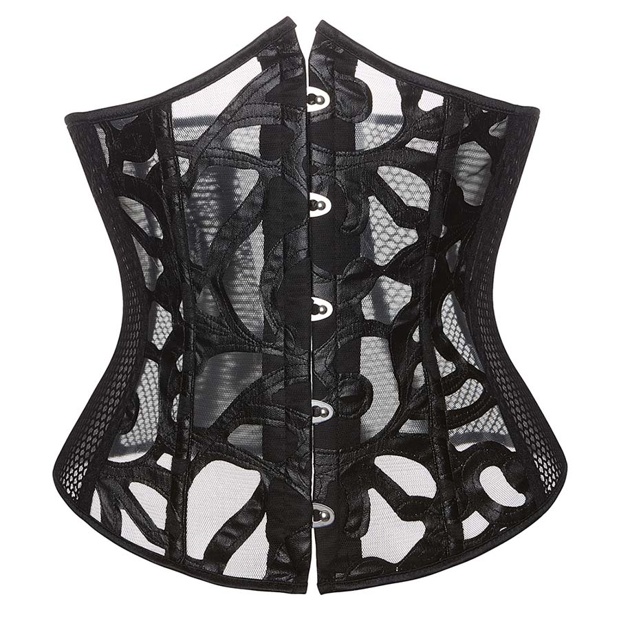 Net Hollow Out Underbust Corset Black