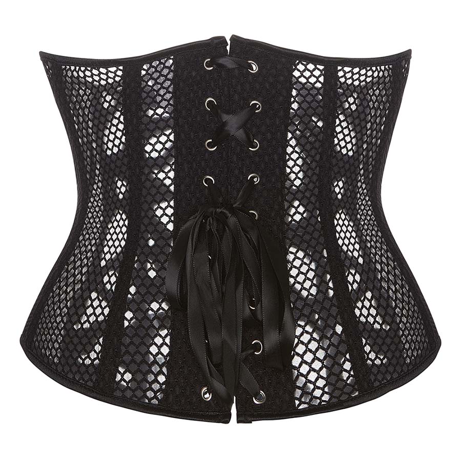 Net Hollow Out Underbust Corset Black